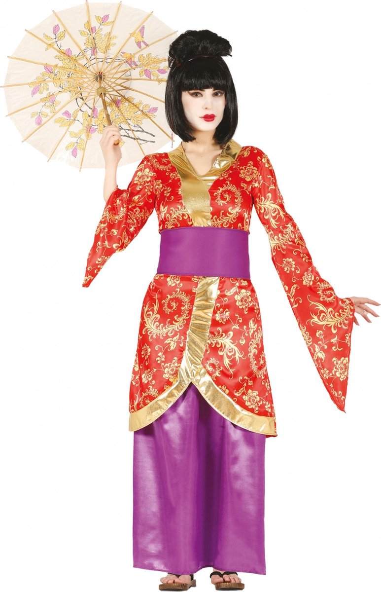 Fiestas Guirca Verkleedjurk Geisha Polyester Paars/oranje Maat M