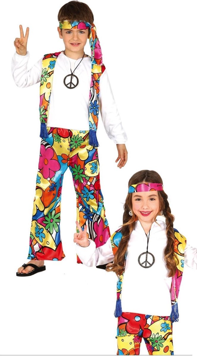 Fiestas Guirca Verkleedpak Hippie Junior Wit Maat 122/134