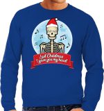 Foute Kersttrui / sweater - Last Christmas I gave you my heart - skelet - blauw voor heren - kerstkleding / kerst outfit L