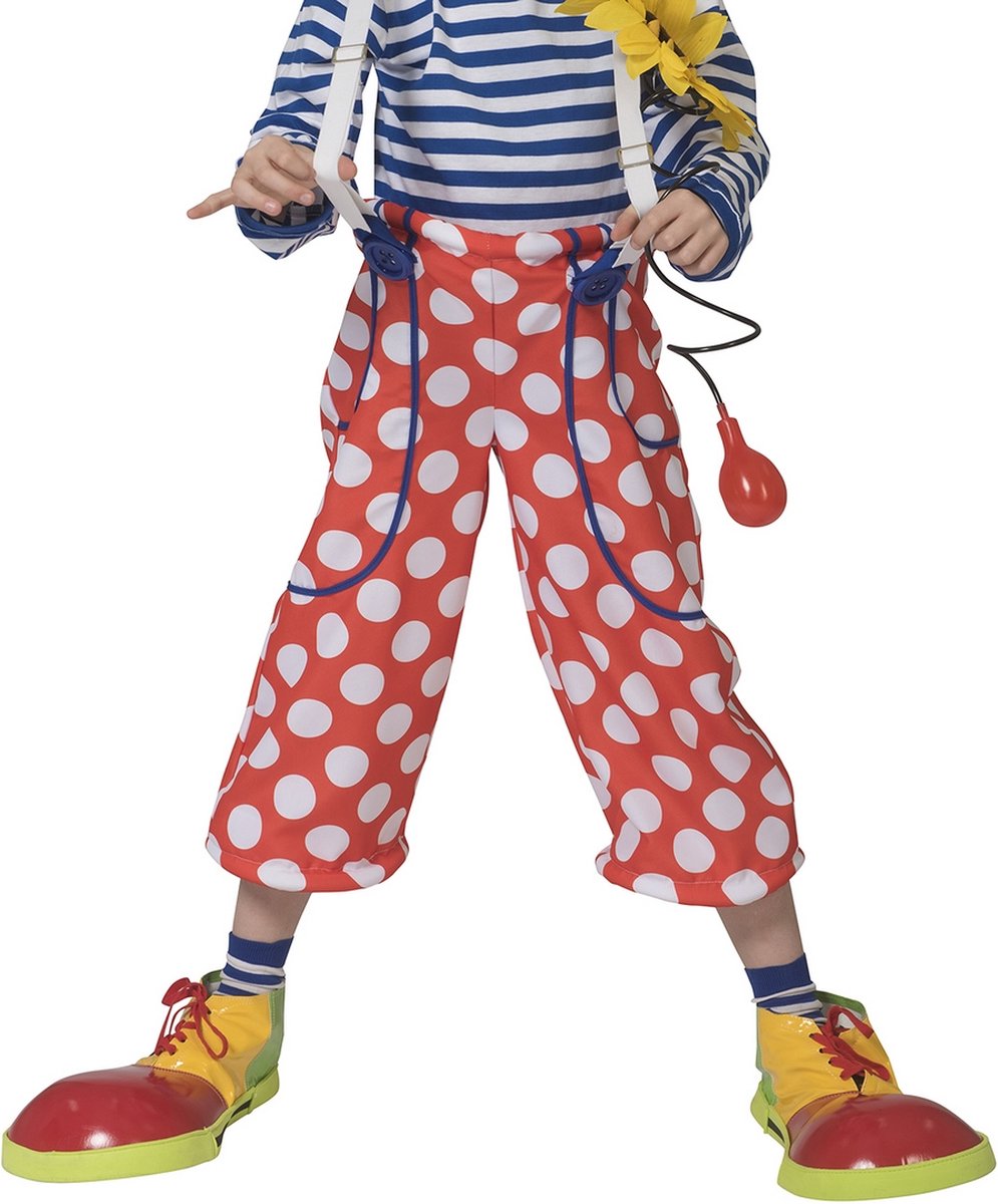 Funny Fashion - Clown & Nar Kostuum - Clown Pants Dotted Kind - Rood - Maat 164 - Carnavalskleding - Verkleedkleding