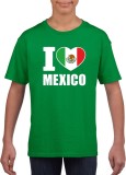 Groen I love Mexico supporter shirt kinderen - Mexicaans shirt jongens en meisjes 122/128