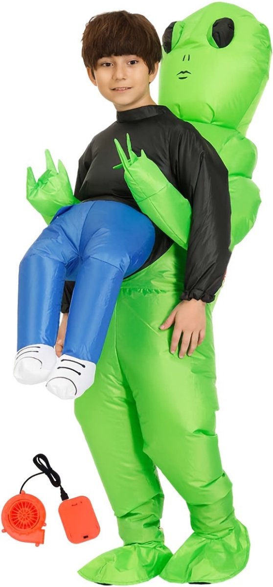 Halloween Kostuum - Halloween Outfit - Kind - Alien - Opblaasbaar Alien Kostuum - Costume - Carnaval - Carnavalskleding - Dames & Heren