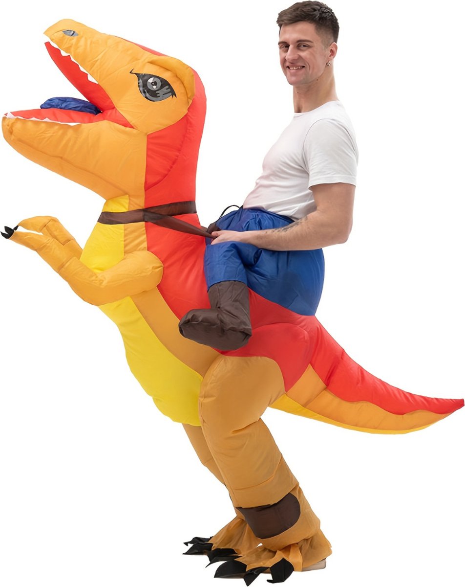 Halloween Kostuum - Halloween Outfit - Volwassenen - T-Rex - Dino - Opblaasbaar - Costume - Geel - Carnaval - Carnavalskleding - Dames & Heren