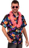 Hawaii shirt/blouse - Verkleedkleding - Heren - Tropische bloemen - zwart 56