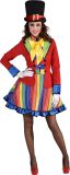 Magic By Freddy's - Clown & Nar Kostuum - Dol Dwaas Regenboog Circus - Vrouw - Multicolor - Medium - Carnavalskleding - Verkleedkleding