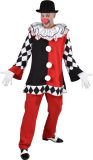Magic By Freddy's - Harlequin Kostuum - Circus Harlekijn Happy Harry Man - Rood, Zwart / Wit - XXL / 3XL - Halloween - Verkleedkleding