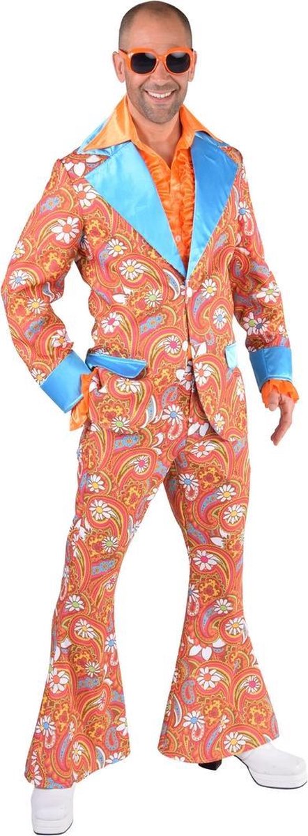 Magic By Freddy's - Hippie Kostuum - Jaren 60 Paisley Hippie - Man - Oranje - XL - Carnavalskleding - Verkleedkleding