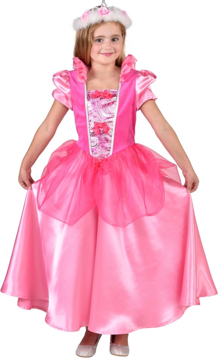 Magic By Freddy's - Koning Prins & Adel Kostuum - Prinses Rosa Linda - Meisje - Roze - Maat 92 - Carnavalskleding - Verkleedkleding