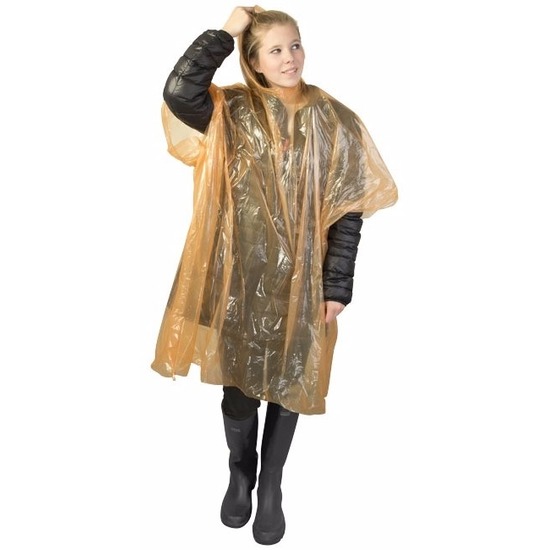 Oranje noodponcho doorschijnend One size -