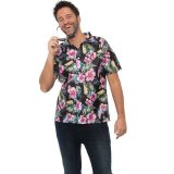 PartyChimp Tropical party Hawaii blouse heren - bloemen - roze - carnaval/themafeest - Hawaii - Plus Size 56 (2XL) -