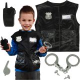 Politie Kostuum met Accessoires - Verkleedkleding Politie Agent - Rollenspel - Walkie Talkie - Handboeien