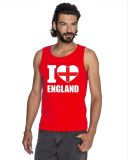 Rood I love Engeland supporter singlet shirt/ tanktop heren - Engels shirt heren L