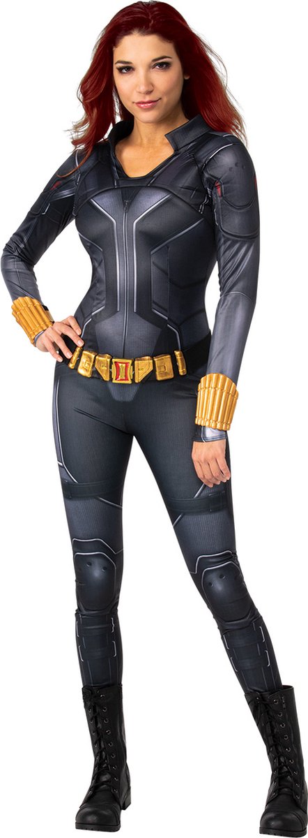 Rubies - The Avengers Kostuum - Black Widow Kostuum Vrouw - Zwart, Goud - Large - Carnavalskleding - Verkleedkleding