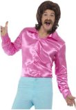 Smiffy's - Jaren 80 & 90 Kostuum - Lekker Krap Roze Jaren 70 Disco Shirt Man - Roze - Medium - Carnavalskleding - Verkleedkleding