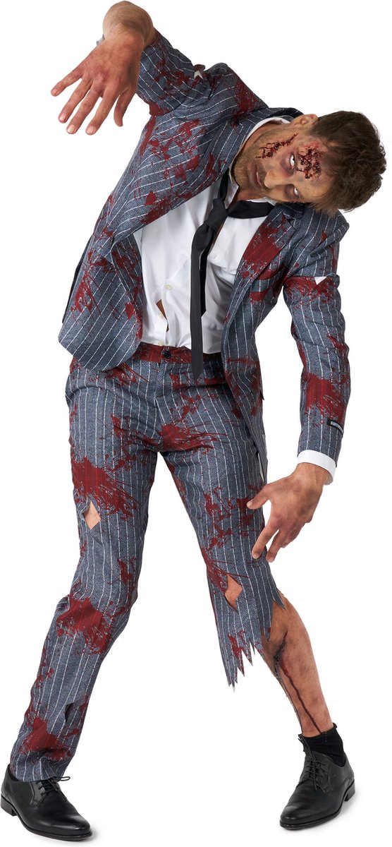 Suitmeister Zombie Kostuum - Mannen Pak - Grijs - Carnaval - Maat M