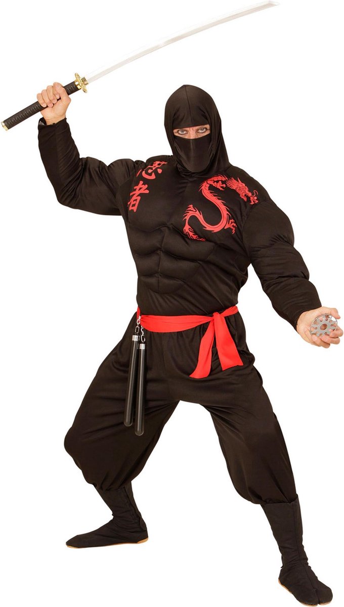 Super Ninja heren kostuum gespierd - Maatkeuze: Maat L