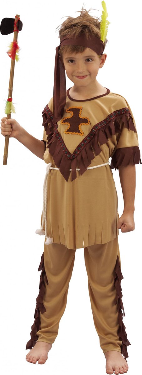 Vegaoo - Beige met bruin indianen kostuum voor jongens