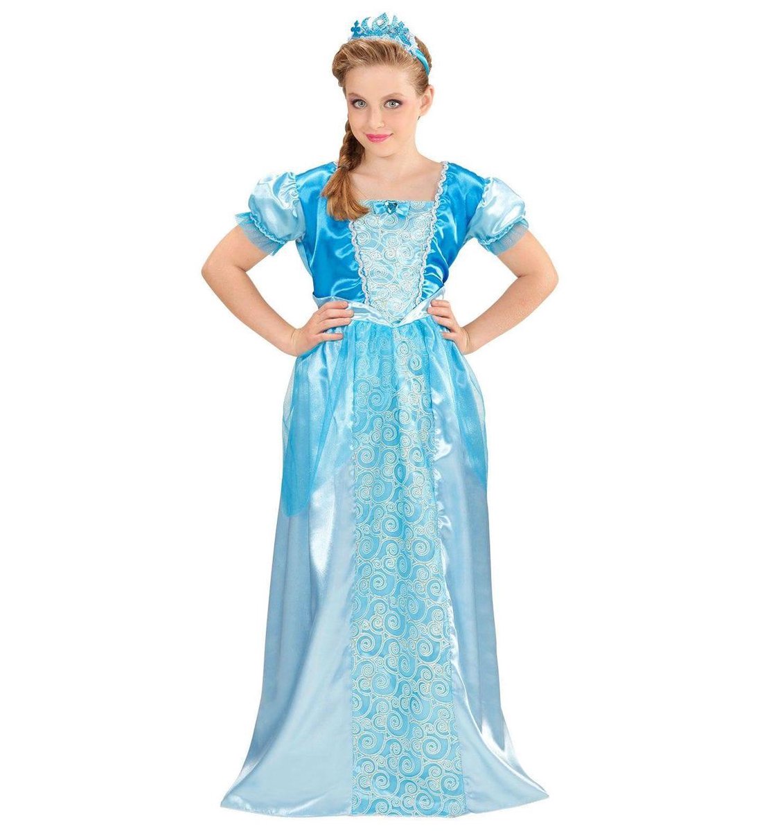Widmann - Frozen Kostuum - Blauwe Sneeuwprinses - Meisje - Blauw - Maat 128 - Carnavalskleding - Verkleedkleding