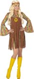 Widmann - Hippie Kostuum - Bruin Kort Hippie Meisje Davy - Vrouw - Bruin - XXL - Carnavalskleding - Verkleedkleding
