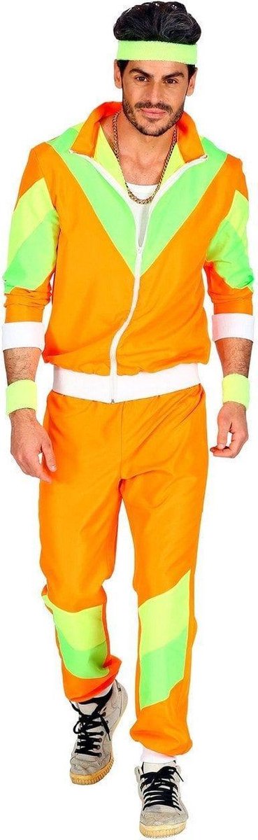 Widmann - Jaren 80 & 90 Kostuum - Oranje Jaren 80 Retro Trainingspak Harrie Kostuum - Oranje - XXL - Carnavalskleding - Verkleedkleding