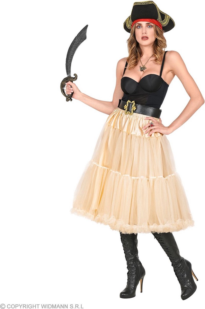 Widmann - Piraat & Viking Kostuum - Knielange Tulle Rok Petticoat 65 Centimeter, Creme Wit Vrouw - Wit / Beige - One Size - Carnavalskleding - Verkleedkleding