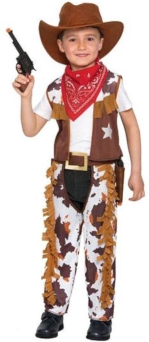 Witbaard Verkleedpak Cowboy Jongens Polyester Bruin Mt 3/4 Jaar