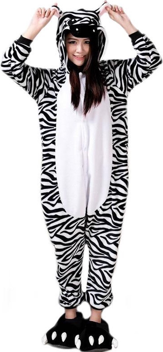 Zebra onesie maat 110/116 - Dieren - Verkleedkleren - kinderen - jongens - meisjes - Huispak