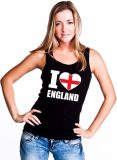 Zwart I love Engeland supporter singlet shirt/ tanktop dames - Engels shirt dames L