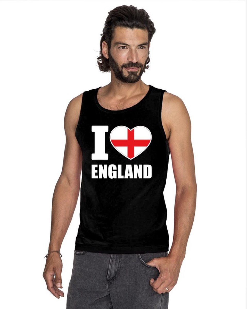 Zwart I love Engeland supporter singlet shirt/ tanktop heren - Engels shirt heren M
