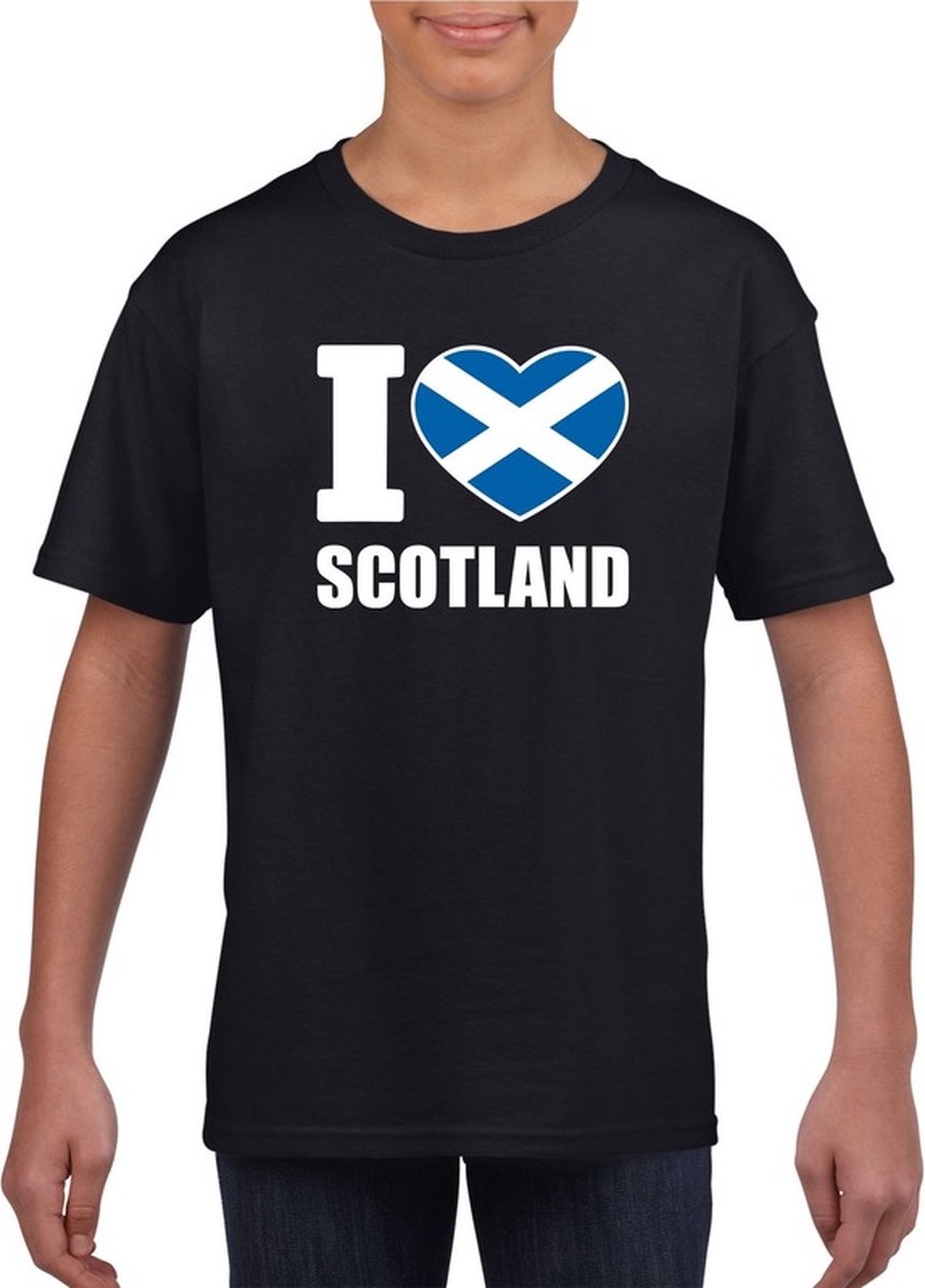 Zwart I love Schotland supporter shirt kinderen - Schots shirt jongens en meisjes 110/116
