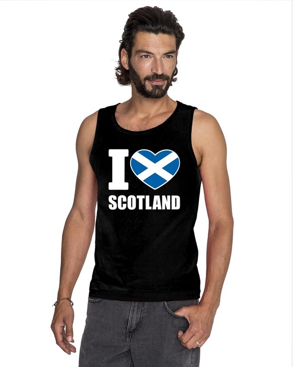 Zwart I love Schotland supporter singlet shirt/ tanktop heren - Schots shirt heren M