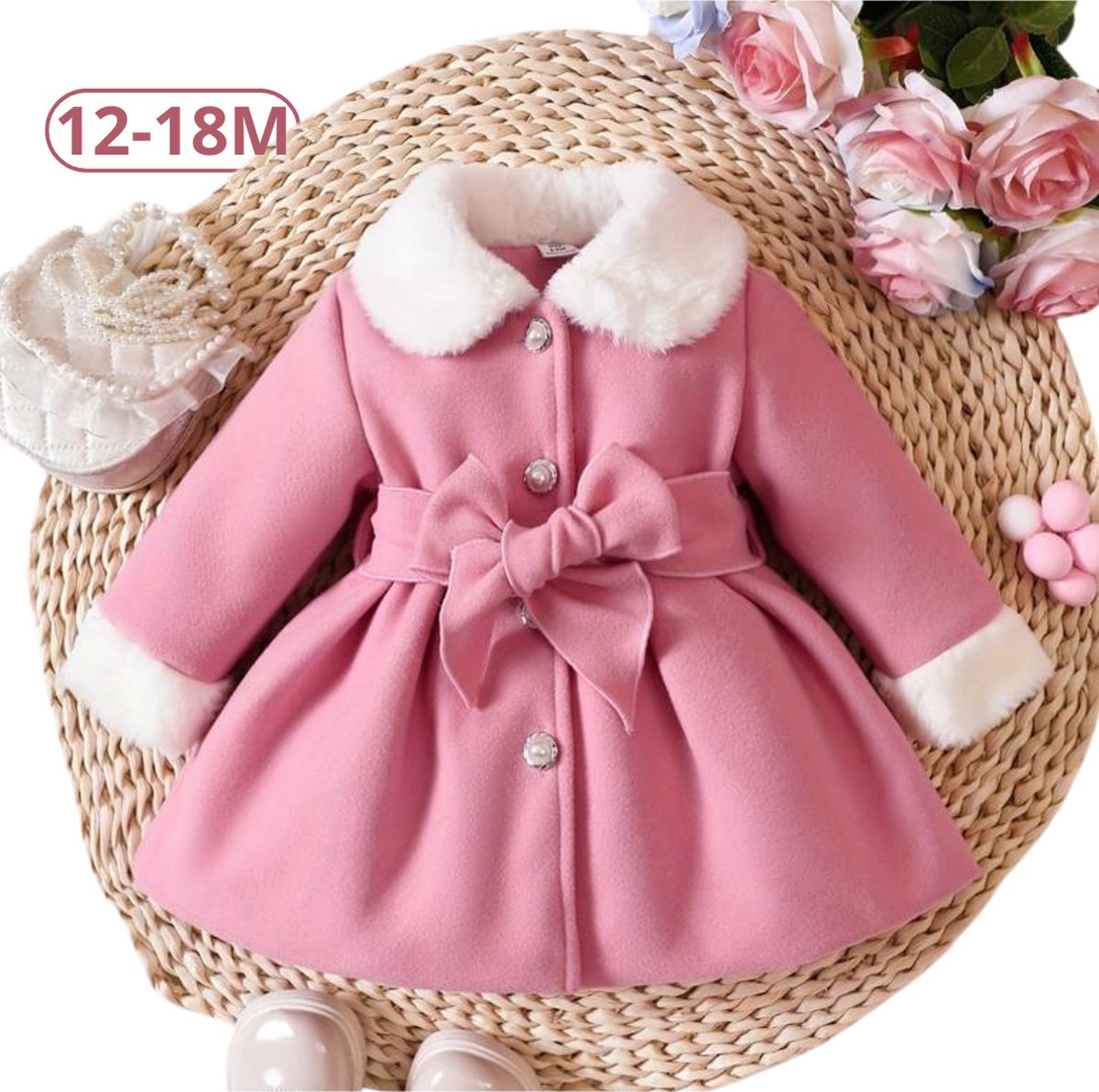 Bovista Babyjurk - Romper Baby - Berenpakje - Winterpak Meisje- Pakje - 12-18 Maanden - Roze