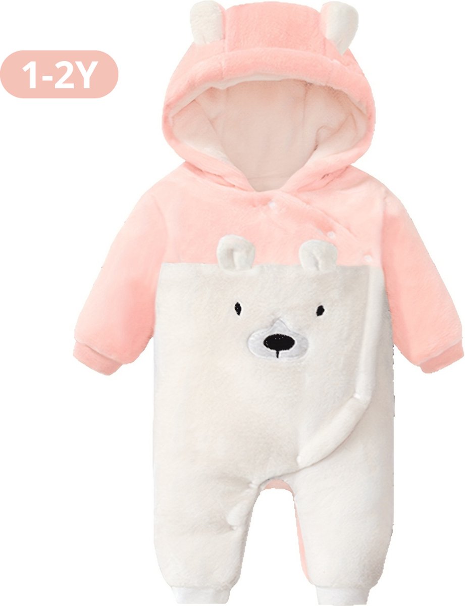 Bovista Romper - Berenpakje Baby - Winterpak - Onesie - Teddy - Pakje - Jongen - Meisje - 1-2 Jaar - Roze