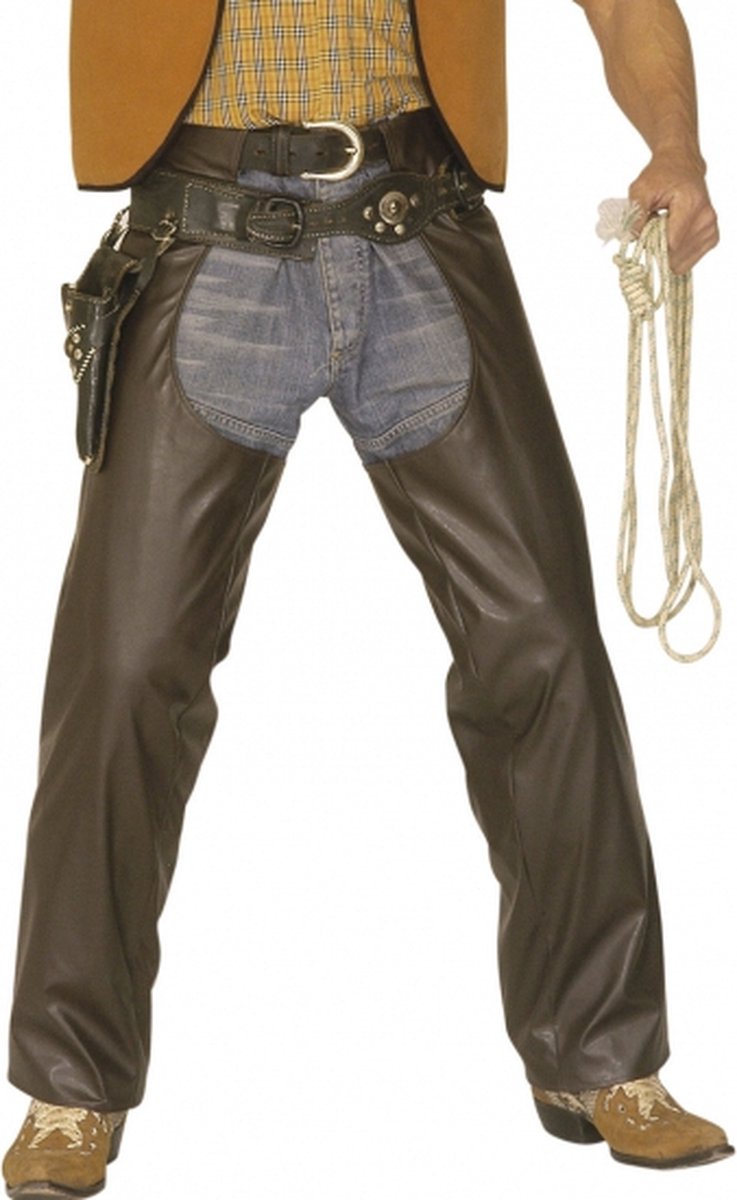 Bruine cowboy chaps lederlook M/L