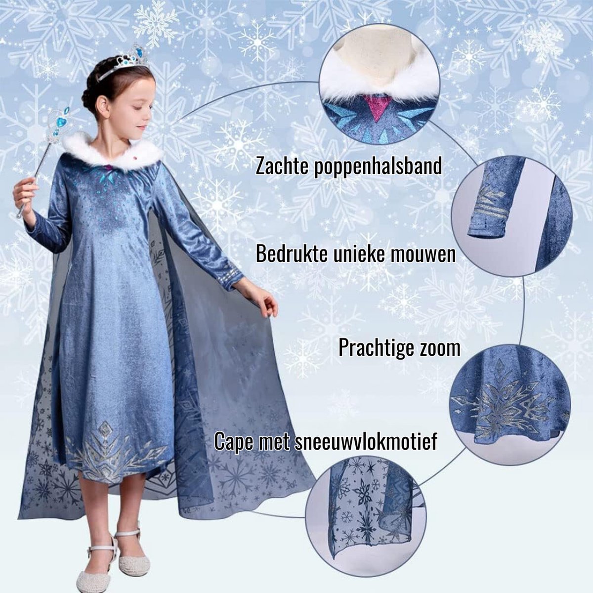 Carnavalskleding - "Betoverende Anna & Elsa Prinsessenkostuumset voor Meisjes - Compleet met Feeënstok, Kroon en Magische Details, Perfect voor Bruiloft, Carnaval, Feesten, Halloween, Kerstmis en Cosplay Avonturen!"