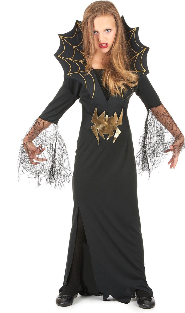 Halloween heksen kostuum met spinnen voor meisjes - Verkleedkleding - 134-146