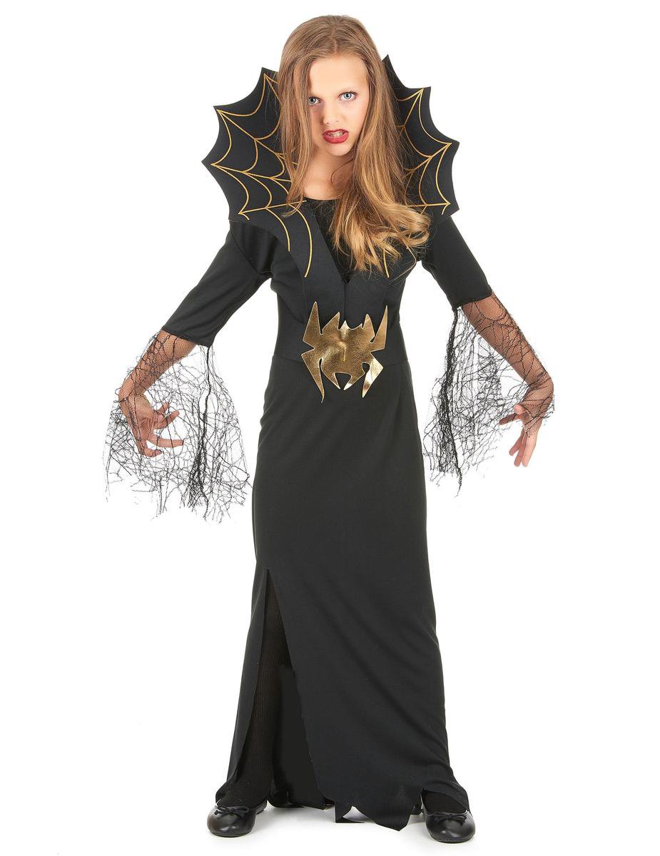 Halloween heksen kostuum met spinnen voor meisjes - Verkleedkleding - 134/146