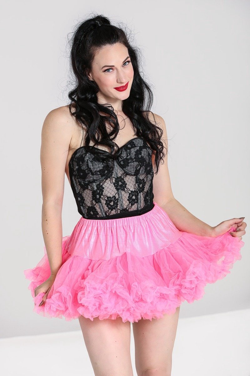 Hell Bunny Neon roze korte petticoat tutu rok gemaakt van fijne zachte tule Maat S M L XL 2XL - Carnaval