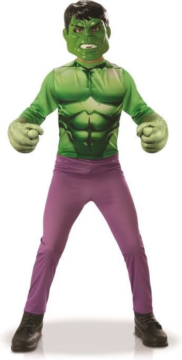 Klassiek Hulk™ kostuum met grote handen voor jongens - Verkleedkleding - Maat 122/128