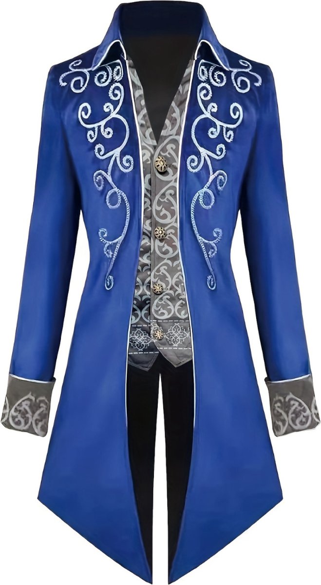 Livano Halloween Kostuum - Halloween Outfit - Volwassenen - Piraat - Jas - Steampunk - Blauw - Maat L - Costume - Carnaval