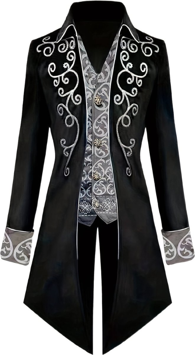 Livano Halloween Kostuum - Halloween Outfit - Volwassenen - Piraat - Jas - Steampunk - Zwart - Maat L - Costume - Carnaval