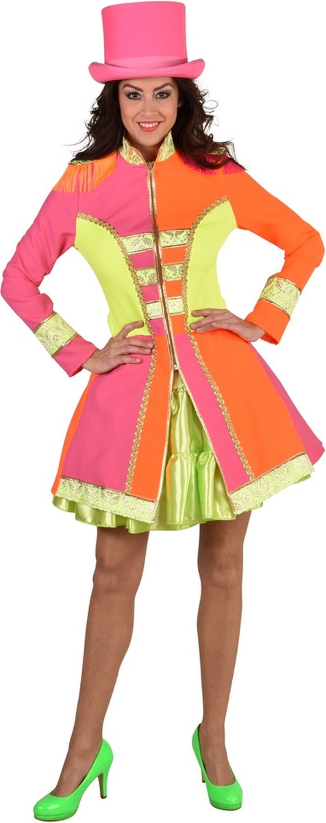 Magic By Freddy's - Circus Kostuum - Mantel Der Liefde - Vrouw - Geel, Oranje, Roze - XL - Carnavalskleding - Verkleedkleding