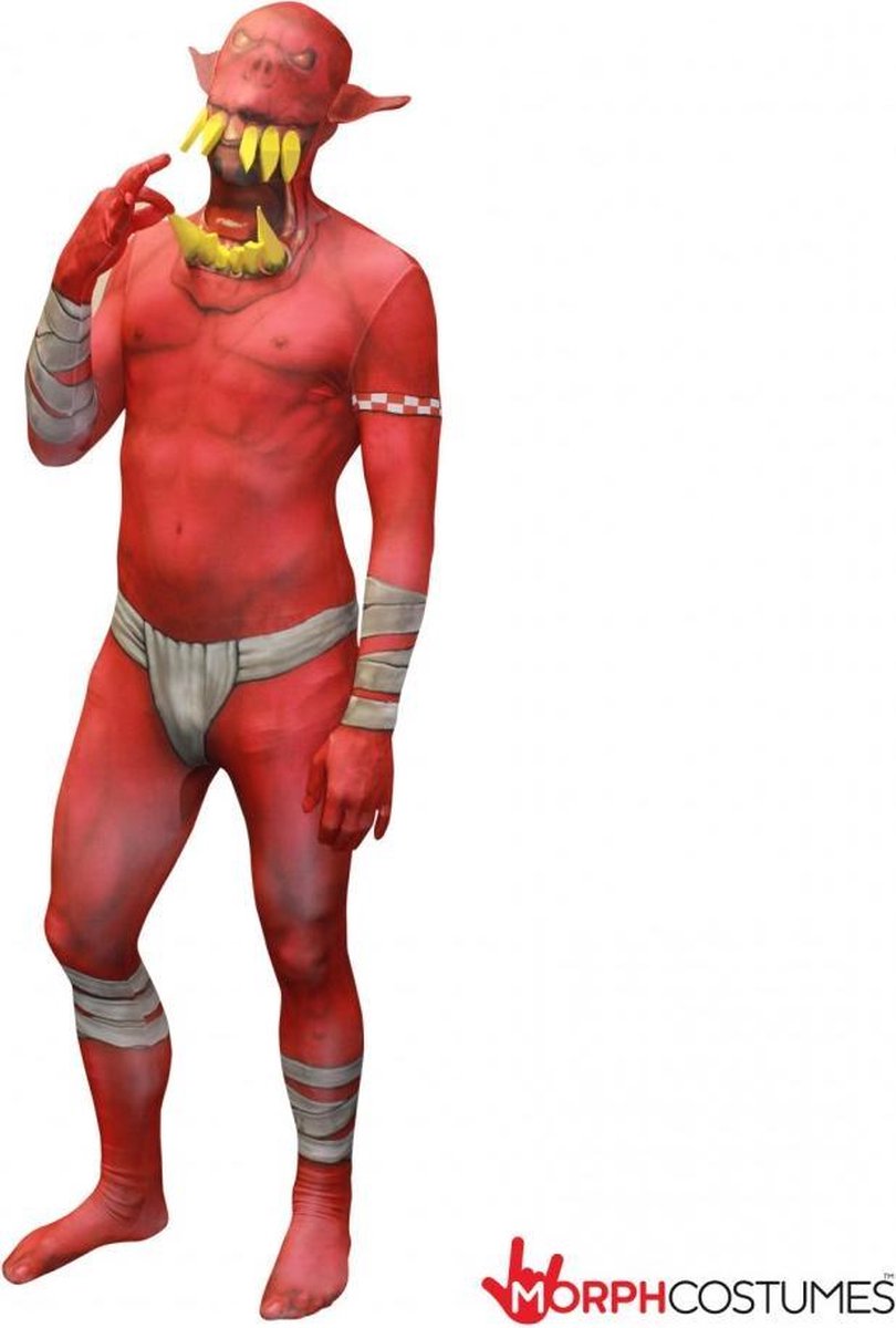 Morphsuits™ Orc Jaw Dropper Rood - SecondSkin - Verkleedkleding - 152/160 cm