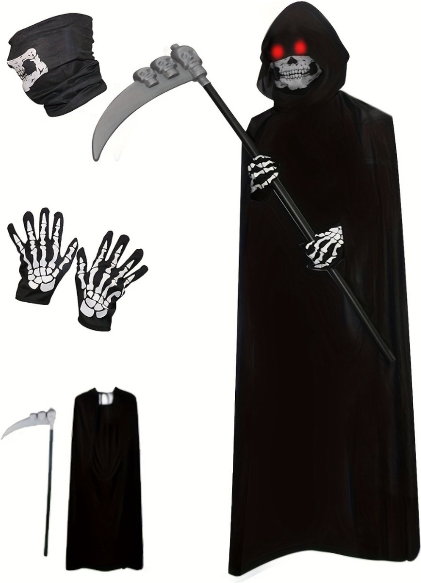 Nivard Halloween Kostuum - Halloween Outfit - Volwassenen - Magere Hein - Grim Reaper - Dood - Costume - Carnaval - Carnavalskleding - Dames & Heren