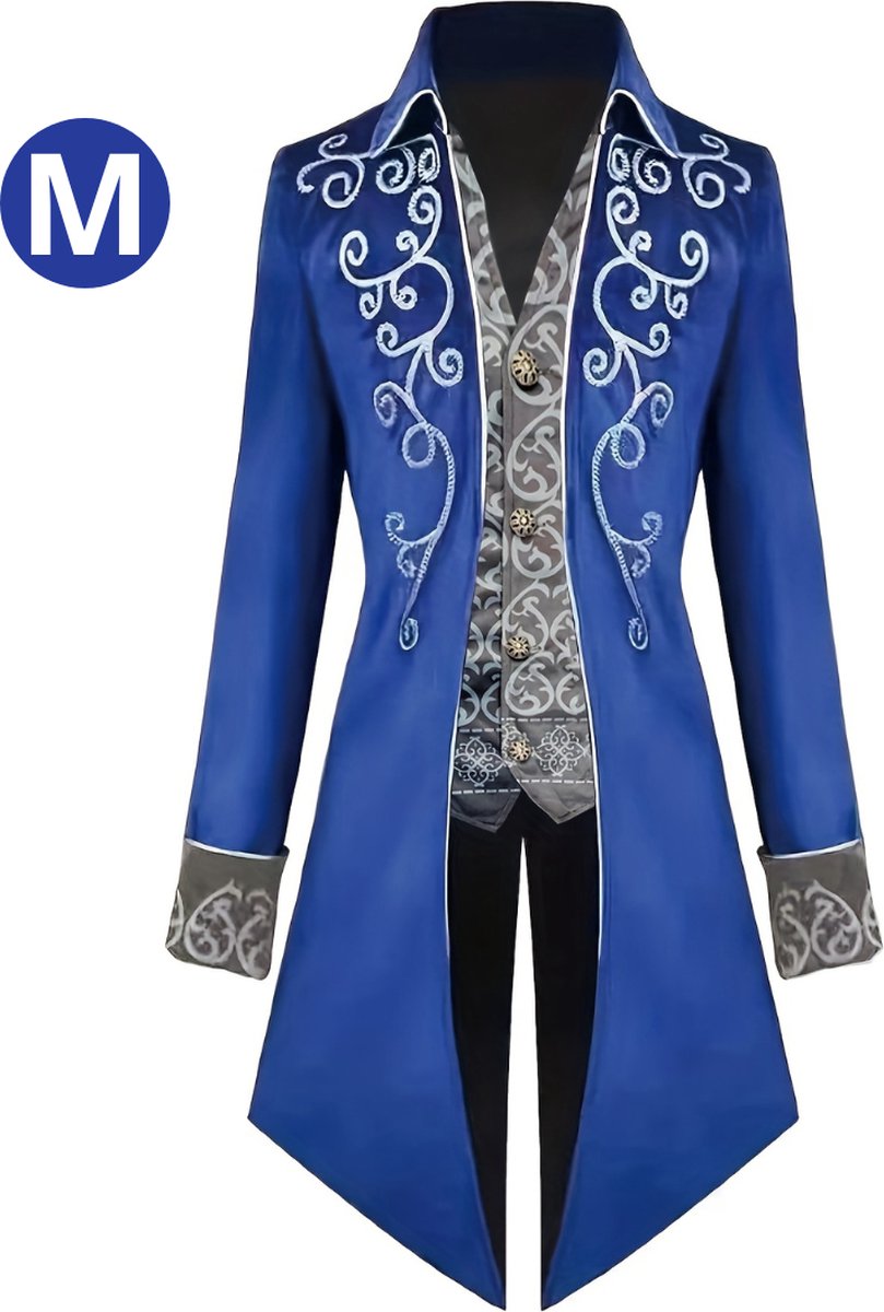 Nivard Halloween Kostuum - Halloween Outfit - Volwassenen - Piraat - Jas - Steampunk - Blauw - Maat M - Costume - Carnaval - Carnavalskleding - Dames & Heren