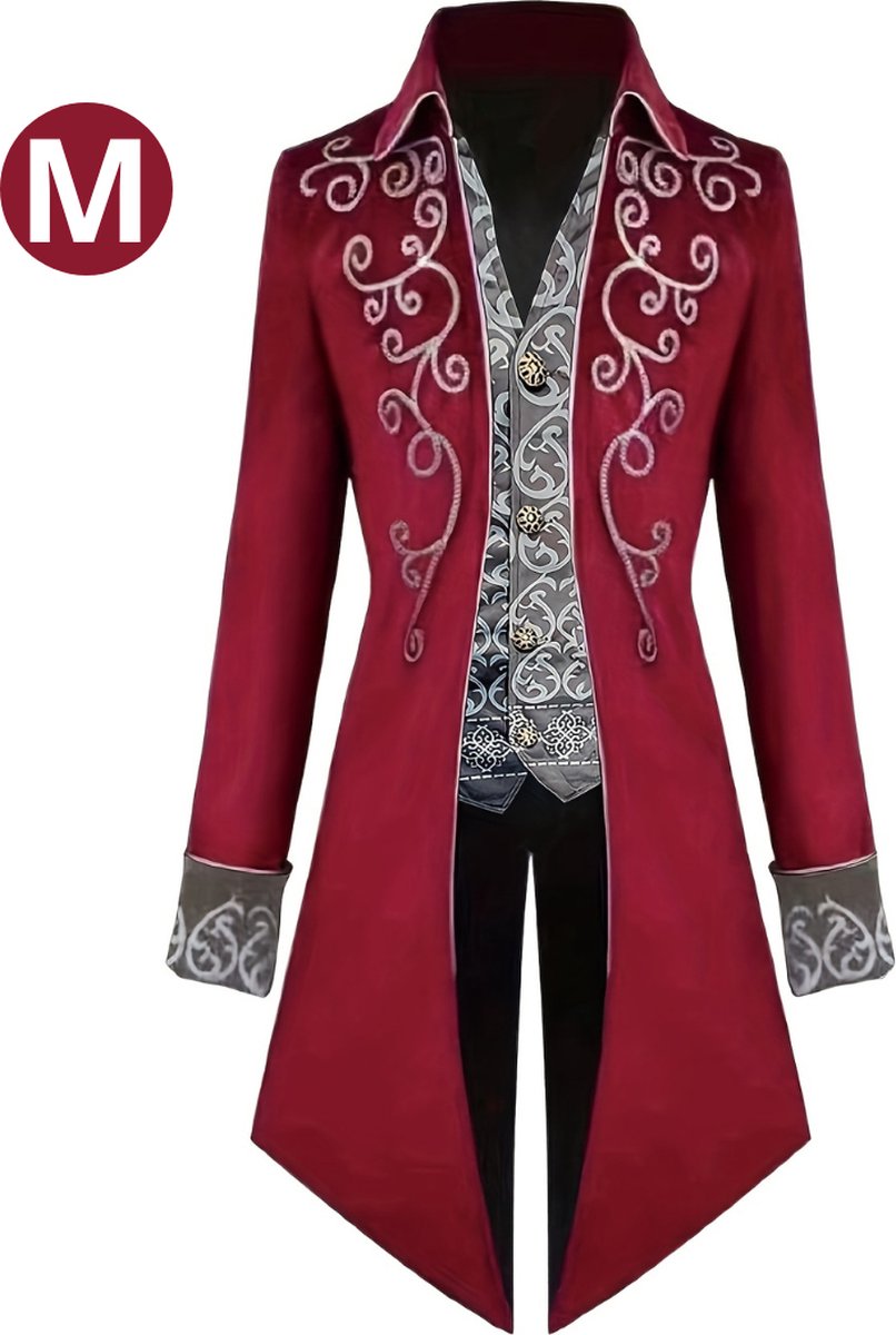 Nivard Halloween Kostuum - Halloween Outfit - Volwassenen - Piraat - Jas - Steampunk - Rood - Maat M - Costume - Carnaval - Carnavalskleding - Dames & Heren