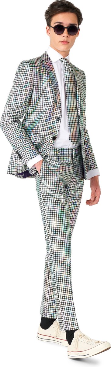 OppoSuits TEEN BOYS Discoballer - Tiener Pak -Discoballen Outfit - Discobal Zilver - Maat EU 158/164