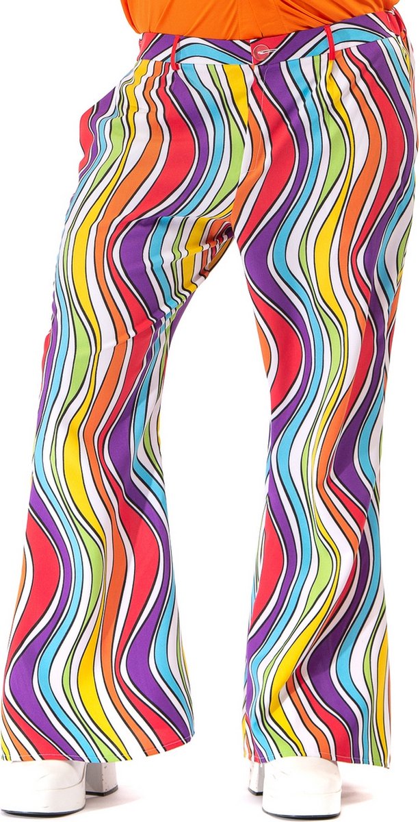 Original Replicas - Hippie Kostuum - Jaren 60 Regenboog Flower Power Hippie Festival Broek Man - Multicolor - Small - Carnavalskleding - Verkleedkleding