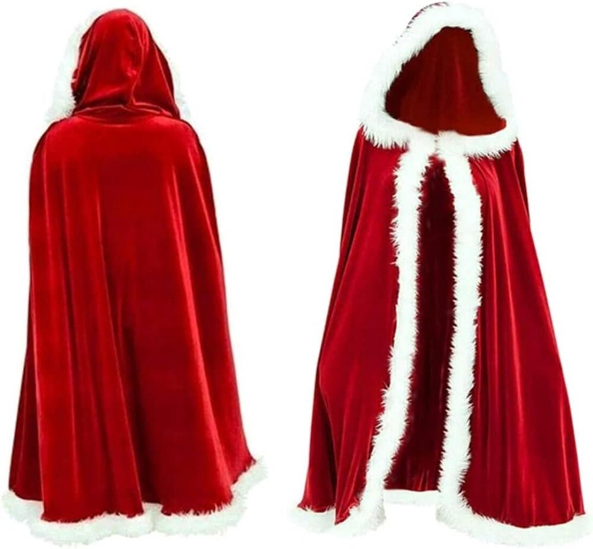 Rode cape met capuchon voor kerstman kostuum - kerstmantel cosplay outfit 175 cm