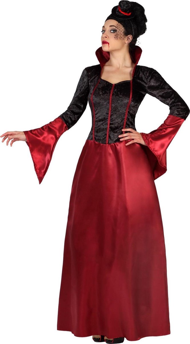 Rood en zwart Halloween kostuum van vampier voor dames - Verkleedkleding - XL